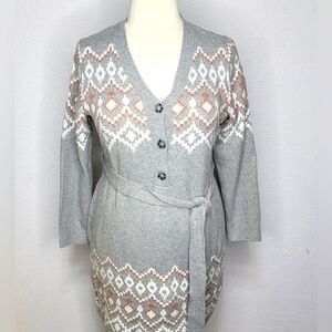 NEW NEW NEW!! Lucky Brand Gray & Pink‎ Diamond Combo Sweater Dress Size 2X #575